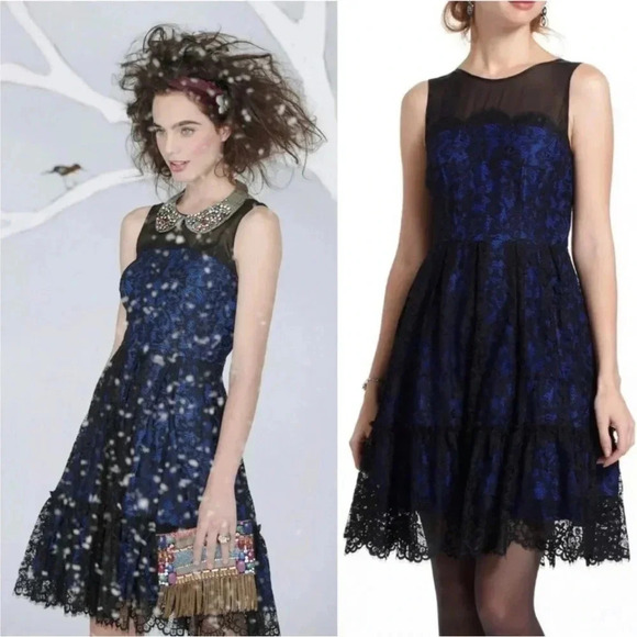 Moulinette Soeurs Dresses & Skirts - Moulinette Soeurs Anthropologie NWT Saphire Illusion Lace Overlay Dress Size 4
